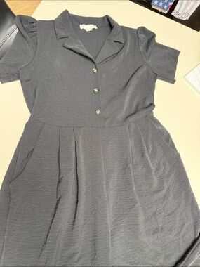 Classic Black Short-Sleeve Collared jumpsuit